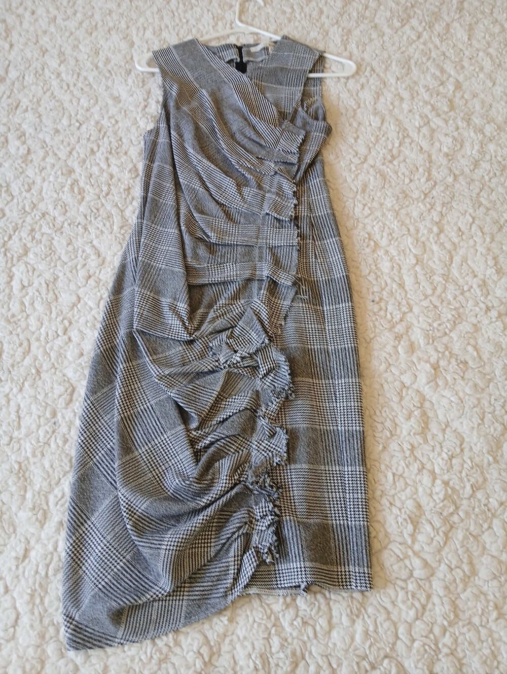 RACHEL Rachel Roy Dress Womens 6 Gray White Plaid Deconstructed Ruched